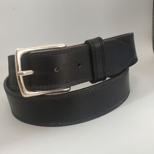 Red Wing Shoes Black Leather Belt with Silver Buckle Solid Brass Size 42